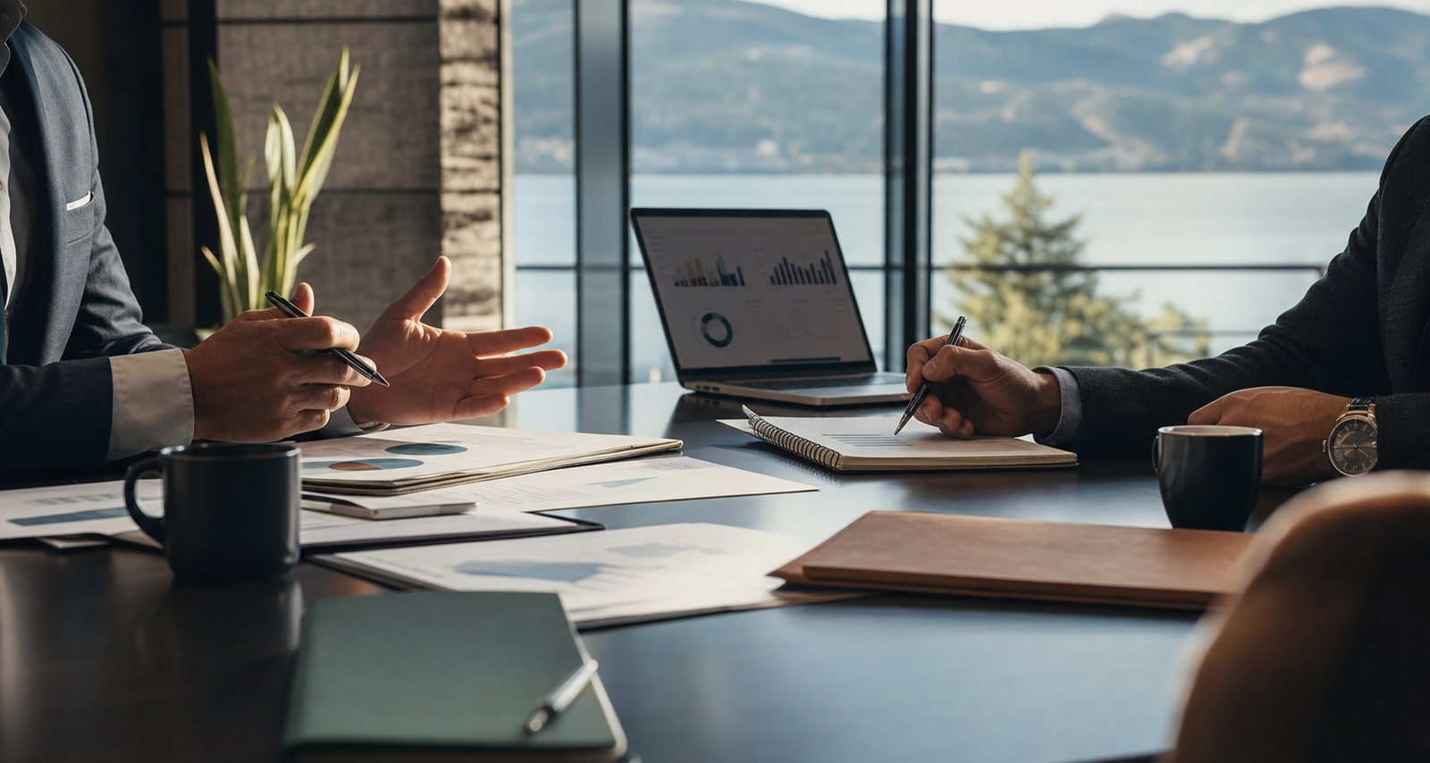 Strategic finance discussion in a modern boardroom
